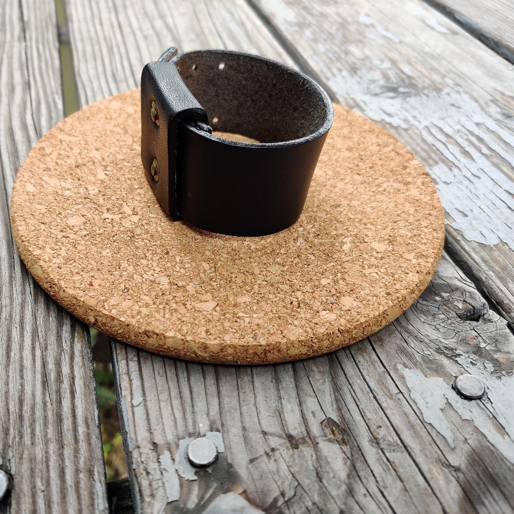 Black Leather Cuff - Picture 4 of 5